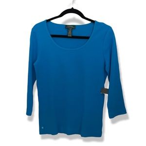 NWT Lauren Ralph Lauren blue cotton top